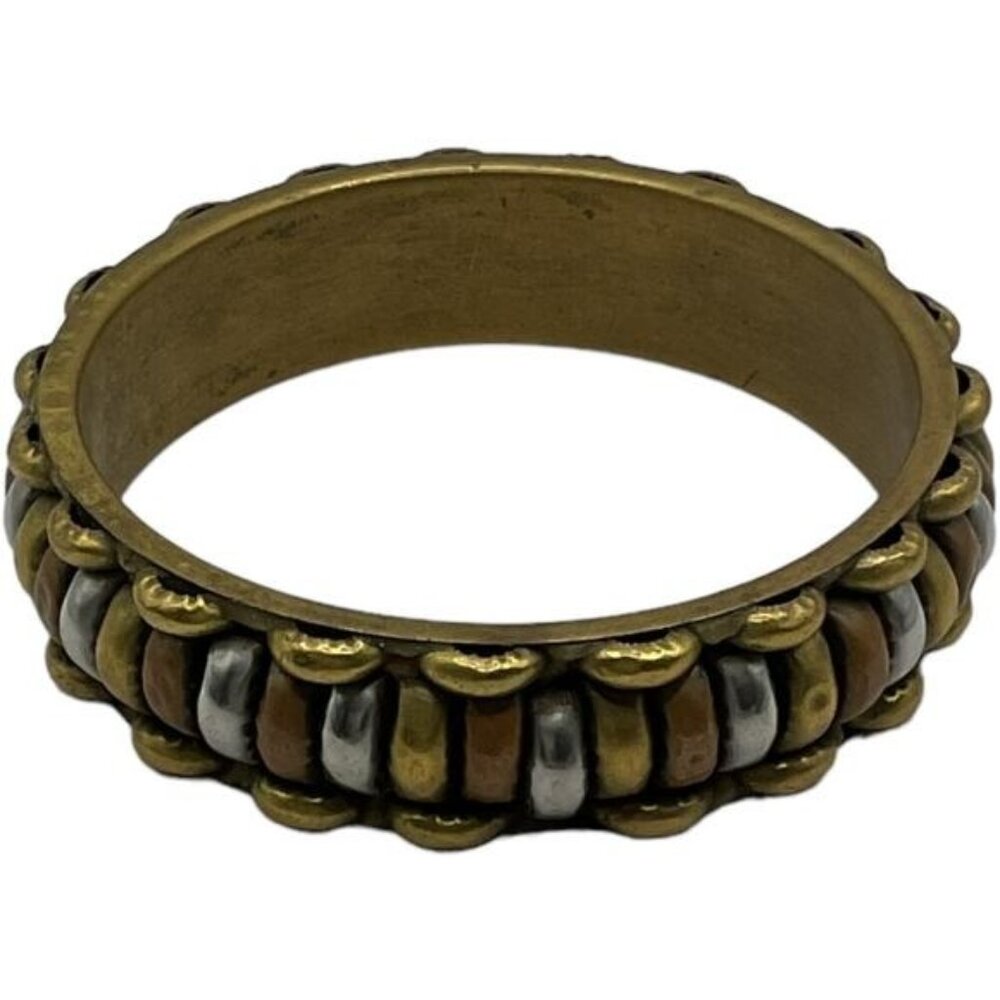 Brass Copper Nickel Silver Ribbed Chunky Bangle Bracelet Boho